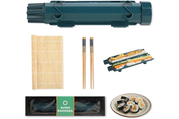 LUXECOVE Ensemble de fabrication de sushis 4 pièces, machine à rouleaux de sushi pour débutants, bazooka à sushi, moule à boulettes de riz, moule à sushi, kit sushi maki complet