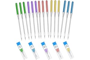 MORJCG 30 Pcs Sewing Machine Needles, Universal Machine Needles, Regular Point Machine Needles Compatible with Singer Brother and Old Sewing Machine, Sizes HAX1 65/9, 75/11, 90/14, 100/16, 110/18 (5 Colors)