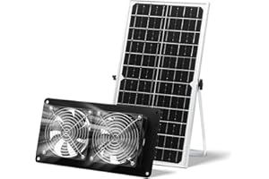 SUNYIMA Ventilador solar, 15 W, 9,84 pies, impermeable, doble ventilador de escape para gallineros, cobertizos, casas de mascotas, circulación de aire de invernadero al aire libre