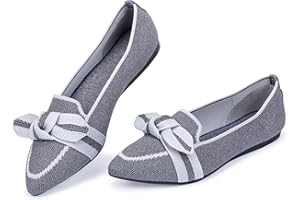 Frank Mully Loafer Flats für Damen Lässiger Strickstoff Leichte elegante Schuhe Waschbar Elegante Schnürschuhe mit spitzer Zehenpartie Bequeme Schuhe im Ballettstil für