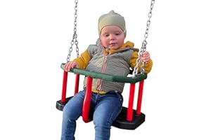 CHILDWOOD PLAY Heavy Duty Rubber Commercial Baby Swing Seat with Chains for Play Park Climbing Frame sets, 1.8m Chain Metal Insert plate.
