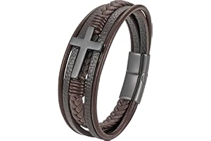 Mochity armband män, läderarmband män svart, kors viking herrarmband, armband rostfritt stål för män, män gåvor