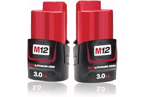 Geelink 2 Pack 12V Replacement Milwaukee 12v Battery 3.0Ah for Milwaukee M12B2 M12 Xc 48-11-2430 48-11-2420 48-11-2411 48-11-2401 48-11-2402 12 Volt M12 Cordless Tools Batteries