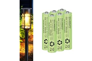 Soluminate Solar Light Batteries Size AAA (300mAh) 1.2V Rechargeable NiMH for garden solar lights (6-Pack)