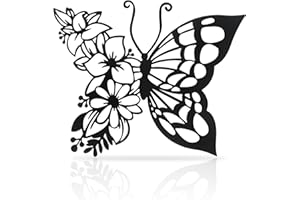 EUIOOVM Metal Butterfly Wall Decor, Black Butterflies Hanging Silhouette, Modern Art 3D Butterfly Wall Sculptures, Garden Yard Ornaments, Indoor Outdoor Decoration for Livingroom Corridor
