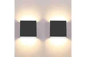 CHEVVY 2Pcs Applique Murale LED 7W Moderne Intérieur Lumière Blanche Chaude 3000K Carrée Noir pour Chambre Salon Colonnade Jardin