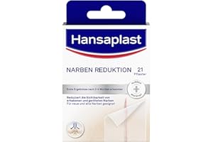 ‎HANSAPLAST Hansaplast Narben Reduktion (21 Stück je 3,8 cm x 6,8 cm), Narbenpflaster zur Reduktion der Sichtbarkeit von Narben, macht Narben dauerhaft flacher, heller und weicher