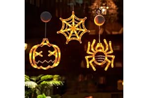 YEETEESY Dekoracyjne światło okienne, pomarańczowe światła dekoracyjne Wiszące ciepłe białe dynie Pająki Pajęczyna Dekoracyjna lampa na balkon Halloween Party