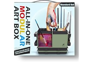 KRYDRUFI Portable All-in-One Modular Painting Station with Paint Brush Cleaner and Holders,Wet Paint Palette Tray with Lid for Miniature Painting and Acrylic Paints（Standard Set）