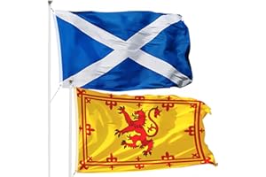 KIKISML 2 Pack Soctland Flag and Lion Rampant Flag, 3x5FT Royal Banner Scotland Flag with Eyelets, Vivid Color Fade Proof the National St Andrews Cross Flag for Indoor Outdoor Decoration (90x150cm)