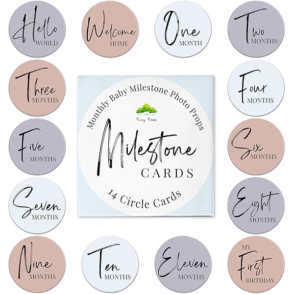 Buy 7pcs Baby Monthly Milestone Cards Sign, Wooden Newborn Welcome Sign Round New Baby Sign Double Sided Printed Baby Announcement Sign For Photo Prop Baby Shower