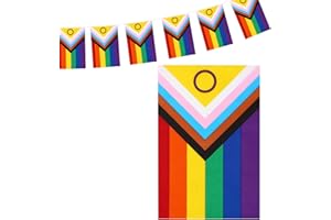 ZHUHUAPH Progress Pride Rainbow Trans Bunting, 40 Rectangle UV Fade Resistant Fabric Flags for Celebration, 10M/32.8FT Gay Lesbian Bisexual Pansexual Banner for Garden Outdoor Indoor Decorations