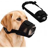 Dog Muzzle Large Adjustable Nylon Muzzle Anti Bark Comfortable QR (L)