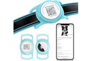 PawView AirTag Dog Collar Holder & Free App. Cat Tracker, Dog Tracker & Smart QR ID for Instant Location to Owner When Scanned, Pet Profile, Contact Info. Cat AirTag Collar & GPS Tracker