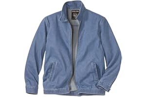 ATLAS FOR MEN - Blouson d'Eté Homme en Jeans, Fermeture éclaire. Veste d’été Bleue en toile denim légère. Disponible en grandes tailles de M à 5XL