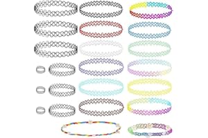 Aililong Ensemble de 23 colliers gothiques ras du cou, bracelets et bagues - Accessoires des années 90 pour femmes et filles