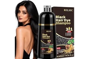 Hair Dye Shampoo 3-i-1, 500 ml Hårfärgsschampo mot Grått Hår, Svart Hårfärg Schampo för Män och Kvinnor, Omedelbar Hårfärg på