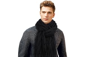 CHALIER FASHION Unisexe Echarpe Hiver,Tricoté Foulard Style Classique Echarpe Chaude pour les Hommes 190 * 30cm