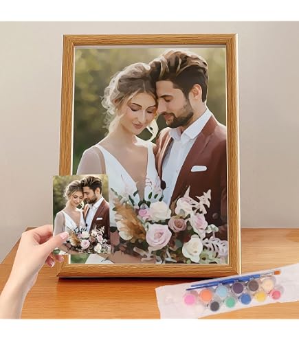 Lehaha Personnalisée Peinture par Numéros pour Adultes et Enfants Kits,DIY Peinture à l'huile Photo de Professionnelle pour Animaux et Portraits, Faites Votre Propre Photo,40 x 50cm (Pas de Cadre