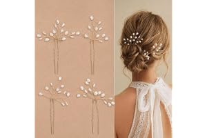 TLDBATICE Set med 4 hårnålar med pärlor för brud och brudjungfrur, U-formade hårnålar, eleganta bröllopsaccessoarer för bröllop, bal, fest och vardagsliv