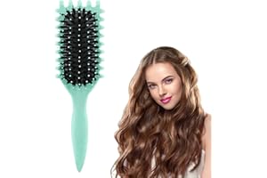 ORTVIAI Brosse à Boucles Rebondissante, Brosse à Boucles Multifonctionnelle, Brosse de Coiffage Define, Brosse de Définition de Boucles Verte, Brosse à Cheveux Bouclés pour Peigner