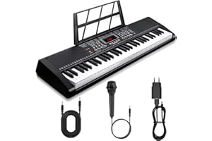 GLXERTVZ Keyboard Piano Digital Klavier 61 Tasten & Noten Notenständer-Tragbares Elektronisches Keyboard-Musikinstrument mit Lautsprechern und Unterrichtsmodi,Begleitautomatik Geeignet für Erwachsene/Anfänger