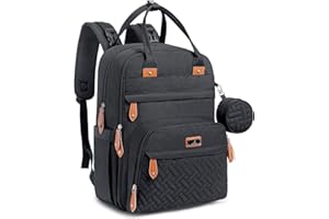 BabbleRoo Sac à Langer Bébé, Sac à Dos à Langer Grande Capacité Déperlant – 17 Poches, Tapis à Langer, Étui à Sucette Amovible, Sangles Poussette, Sac de Voyage Unisexe
