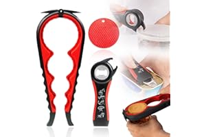 Plstod 3 Pezzi Apribarattoli Manuale 5 In 1, Apriscatole Professionale, Multifunzione Apribottiglie con Manico Antiscivolo, Apribarattoli per Svitare il Barattolo o il Tappo di Bevande e Cibo