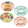 UZSUZZ Serving Dishes & Platters Compartment Trays with 5 Sections, 4 Pack Serving Platters for Parties, Reusable Plastic Snack Tray Serving Trays for Snacks Fruit Candies Dessert Nibbles Nuts