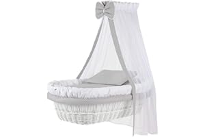 Stoffset 8-teilig mit Matratze von WALDIN für Stubenwagen, XXL, Bollerwagen,KEIN STUBENWAGEN, 5 Sets wählbar,weiß/Punkt weiß