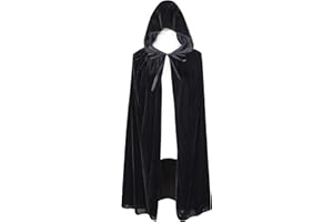 Txian Kids Cape en Velours à Capuche Halloween Christmas Fancy Cape pour Enfants 100cm (Noir)
