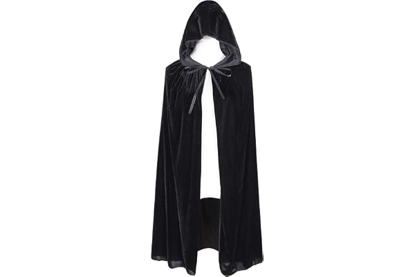 Txian Kids Cape en velours à capuche Halloween Christmas Fancy Cape pour enfants 100cm (Noir)