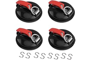 OJPZORYNIC Ventosa, 4 Pezzi Ventose per Campeggio Ancoraggio a Ventosa con 8 Gancio di Fissaggio Ventosa Multifunzione per Auto Gancio a Ventosa per Bagagli Tende da Campeggio, Teloni, Tenditori per Auto