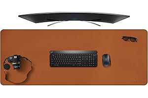 ZORESYN Tappetino per mouse da gaming - Sottomano da Ufficio - 1500x500x2mm - Bordi cuciti, Base in Antiscivolo, Superficie in pelle PU, Adatto a Tastiere e Mouse, Computer e Portatili - Marrone