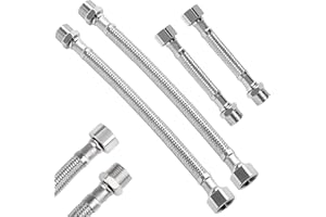 AXERHK Flexschlauch 1/2 Zoll, Panzerschlauch 1/2 Zoll, 4 Stück Edelstahl Panzerschlauch, Flexibler Wasserschlauch Wasseranschluss VerläNgerung FüR Wasserhahn Eckventil In Wc, Bad und Küche(20cm/10cm)