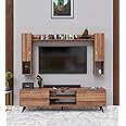 Spyder Craft Matte Finish TV Entertainment Unit, Tv Stand with Wall Shelf Book Storage | Decore Living Room Engineered Wood TV Entertainment Books Storage & Decor Display Unit (Color Wood Brown)