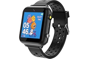 Jwatch Kids Smart Watch Phone Sos with 10 Stories 24 Puzzle Games Pedometer Kids Watches Toys for 6-12 Boys Girls Gift for Birthday Christmas （Black）