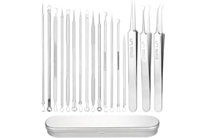 XESPIS Rimozione Punti Neri Kit,16 Pezzi Estrattore di Brufoli Acne Remover Kit, Utensile di Rimozione di Acne in Acciaio Inossidabile con Scatola, Estrattore di Acne per Togli i Punti Bianchi e Macchi