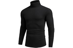 COOFANDY Men's Jumpers Turtleneck Tops for Men Long Sleeve Ribbed Knitted Jumper Lightweight Basic Sweater
