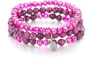 FULU AUTUMN Boho Beaded Bracelet Multi-Layer Crystal Stone Beaded Bracelets for Women Stretch Bracelets Fashion Jewellery Birthday Gifts for Her