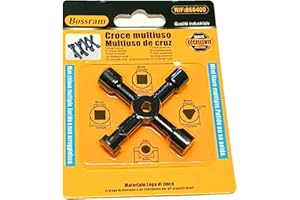Herran Chiave Multifunzione per Contatore Gas -Acqua -Elettrico -Cabinet. Chiave a Croce in 4 modi, Nero