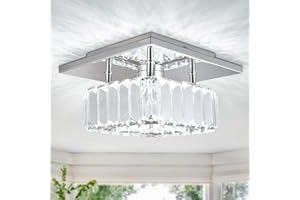 FINKTONGLAN Kristall Deckenleuchte Kronleuchter Pendelleuchte Luxuri?s Kristall Lampe Flur Deckenlampe Flur Schlafzimmerlampe Lampe Wohnzimmer mit Helle Lichter für Schlafzimmer Flur Proch (Quadratisch-cool)