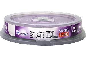 SMARTBUY Smart Buy 10 Pack Bd-r Dl 50gb 6X Blu-ray Double Layer Recordable Disc Blank Logo Data Video Media 10-Discs Spindle
