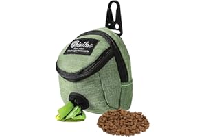 FuninCrea Dog Treat Pouch Bag, Dog Treat Bag with Built-in Poop Bag Dispenser Dog Training Treat Pouch for Walking Oxford Cloth Dog Training Bag for Travel Outdoor Training (Green)