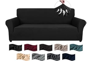 CYCMACO Copridivano 3 Posti Con Braccioli, Copridivani Elasticizzato Antiscivolo, Universale Moderno Copri Divano Antigraffio, Sofa Cover Antimacchia, Lavabile In Lavatrice, Nero
