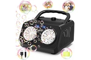 Panamalar Automatic Bubble Machine, Professional Bubble Maker 2 Modes for Kids 20000+ Bubbles/Min, 26 Holes Portable Electric Bubble Blower Toys with 120ml Solution for Outdoor Party Wedding-Black