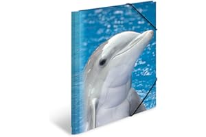 ‎HERMA HERMA 7141 Sammelmappe A4 Tiere Delfine, Kinder Eckspanner-Mappe aus Kunststoff mit Innendruck & Gummizug, stabile Einschlagmappe aus Plastik für Jungen & Mädchen