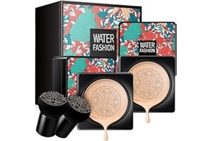 YUUGYD 2PCS CC Cream Mushroom Head Air Cushion Foundation BB Cream, Long-Lasting Moisturizing Concealer, Even Skin Tone Makeup Base Flawless Moisturizing Oil Control Lightweight & Smoothing (Natural)