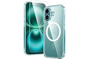 FNTCASE Etui na iPhone 16: przezroczysta magnetyczna ochrona przed upadkiem klasy wojskowej przeciw żółknięciu smukła obudowa - wytrzymała, odporna na wstrząsy ochronna (Przezroczyste)