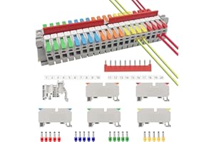 JINXIAN Din Rail Terminal Blocks Kit LT-6 Universal Class Terminal Block DIN Rail Connectors with Securing clip Metal DIN Rail Connection bar for Wire Connectors,Strong Conductivity